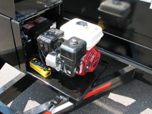 Gas powered dump trailer engine