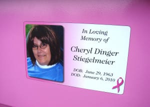 Cheryl In Memory Decal FT-3 Felling Trailer Pink Breast Cancer - Pink trailer