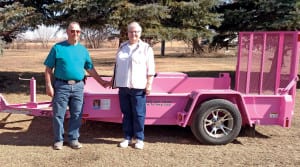 GeraldandDarleneDinger FT-3 Felling Trailer Pink Breast Cancer Awareness - Pink trailer