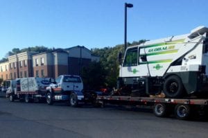 Bortek custom air tilt trailer deliver sweepers