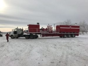 custom stripped down trailer for drill servicing company Felling HX Model