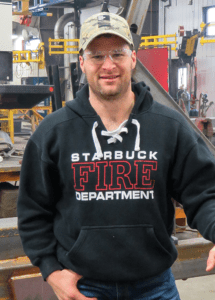 Chris Berg Felling Trailers' employee & Starbuck Fire Department member 
