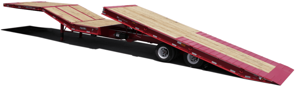 Red tilt deck semi trailer