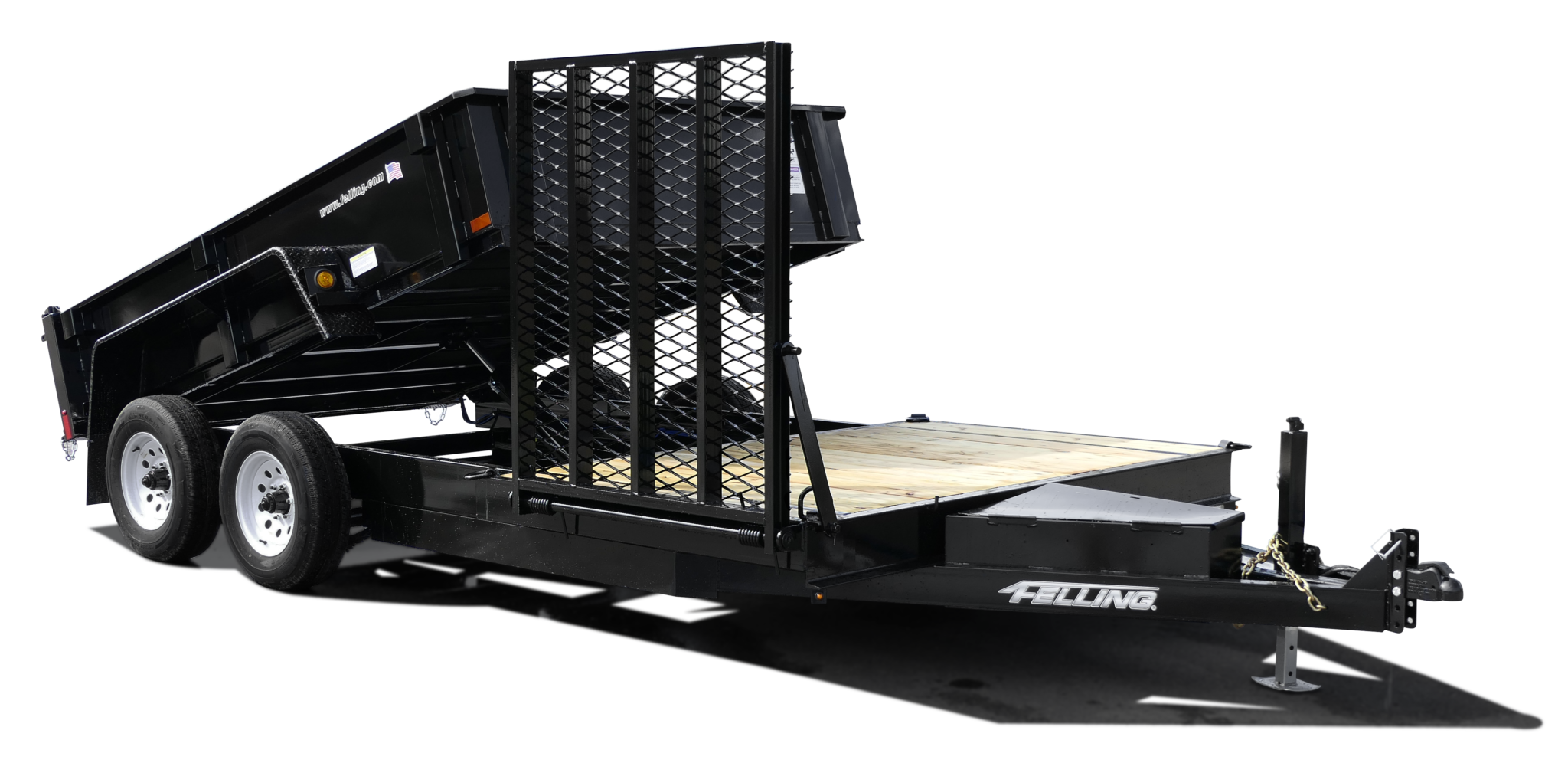 Stationary Platform Dump Trailer with Rear Dump Box Felling Trailers