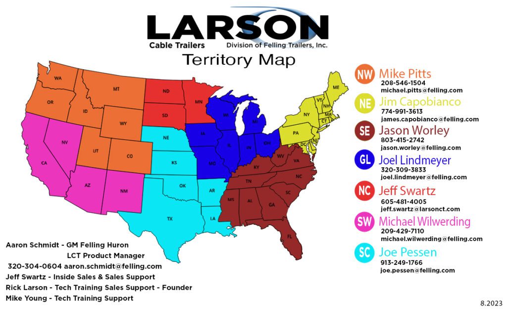 Larson Cable Trailers Territory Map