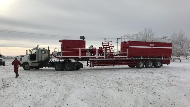 custom stripped down trailer for drill servicing company