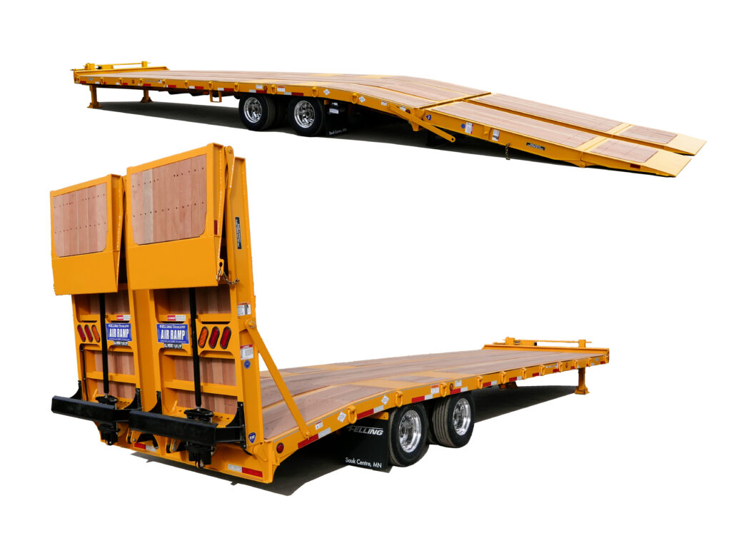 Felling Trailers FT-45-2 LP Paver Shown with Standard Air Bi-Fold Ramps, Low-Profile Paver Deck-Over Tag, Paver Special