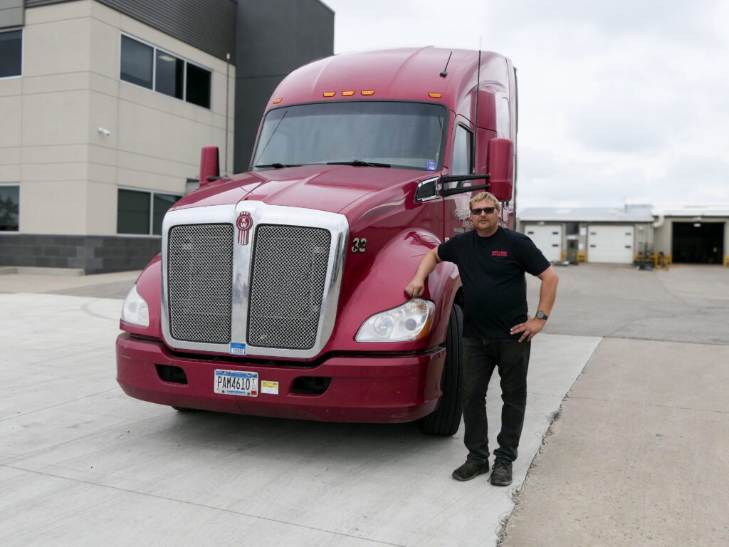 Brian Bass Felling Trailers with Truck