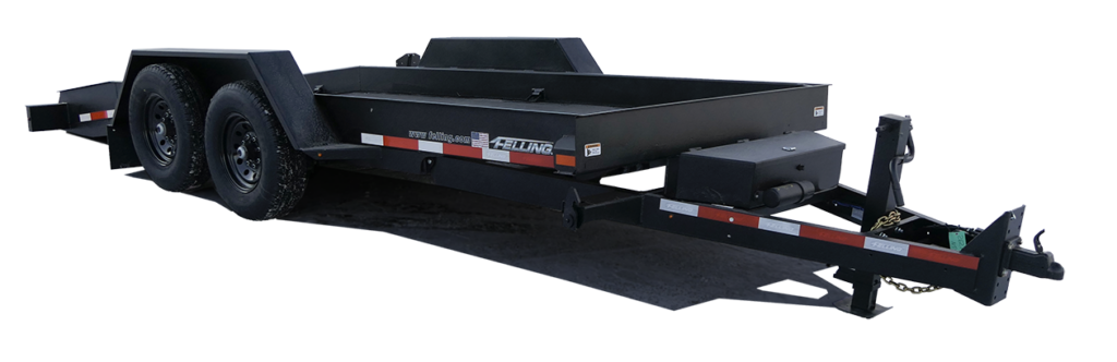 Drop deck scissor lift trailer designed for transporting compact scissor lifts and light equipment